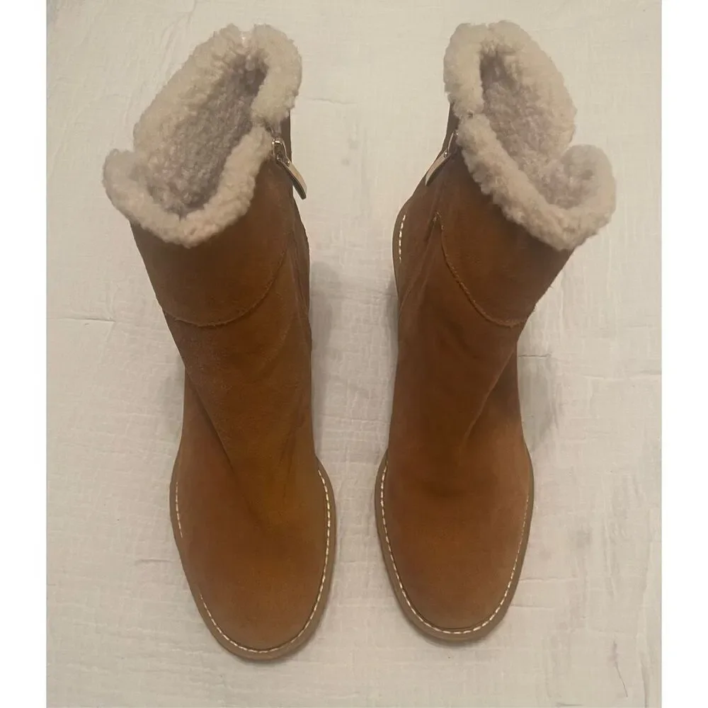 Franco Sarto Ulayna Water Resistant Suede Fleece Wedge Bootie NEW